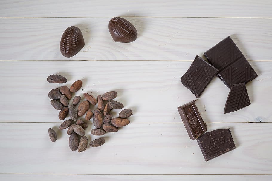 chocolate bar, peanuts, white, wooden, surface, Chocolate, Cocoa Beans, Sweets, cocoa, dessert