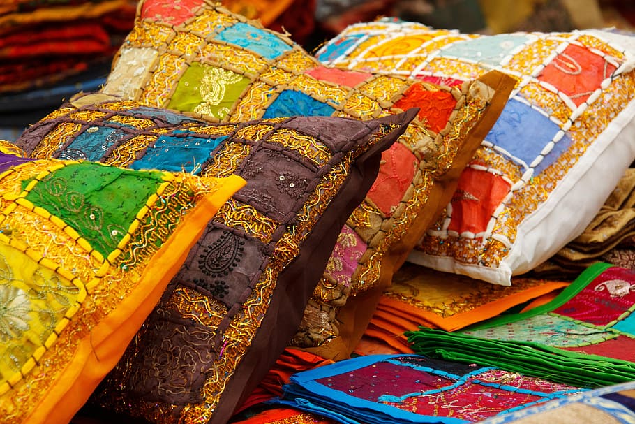 assorted-color throw pillows, colorful, cushion, decor, decoration, decorative, design, fabric, home, interior