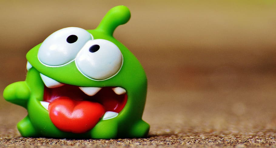 om nom, cut the rope, figure, funny, cute, mobile game, app, toy, green Color, fun