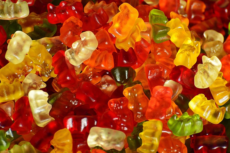bunch, gummy, bears, Gummibär, Fruit Gums, Bear, gummibärchen, delicious, color, colorful