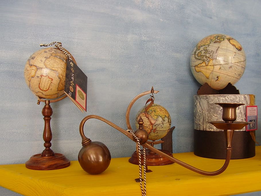nautical, retro, globe, vintage, map, discover, still life, indoors, creativity, wood - material