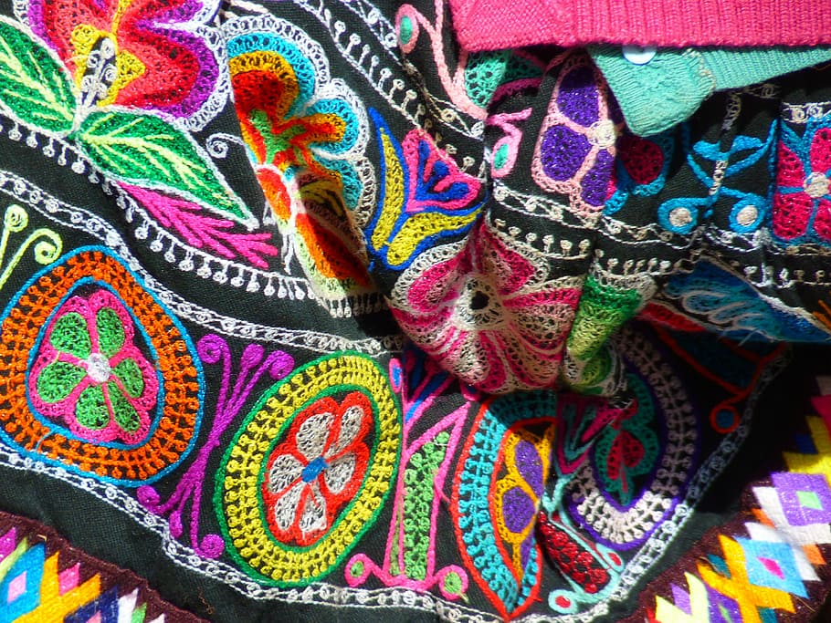 multicolored textile, fabric, colorful, color, coloring, clothing, peru, inca, multi Colored, cultures
