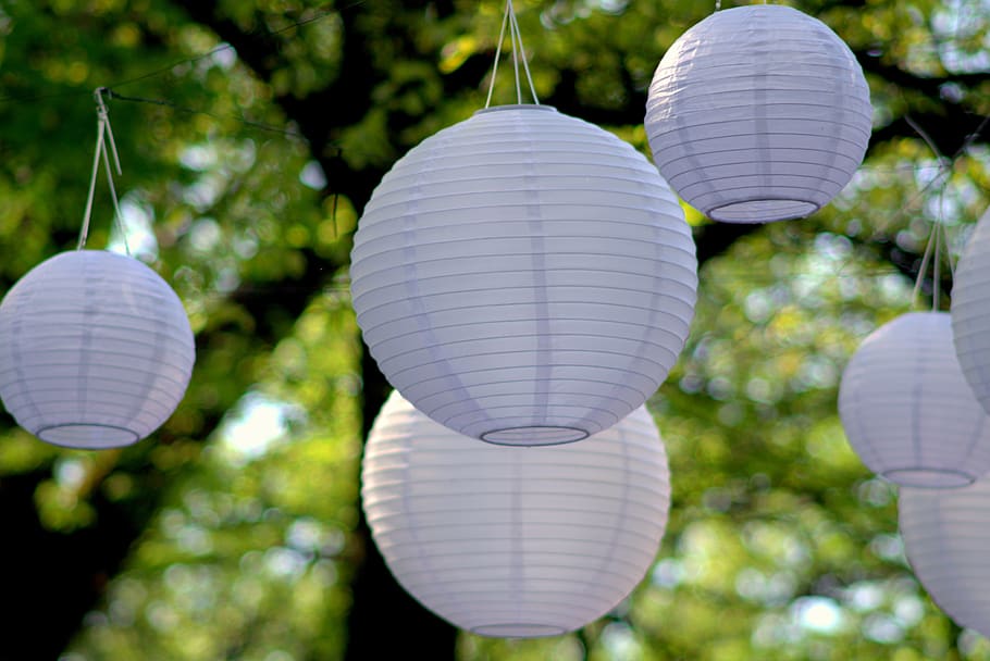 lanterns, paper, balls, white, delicate, air, event, relaxation, peace of mind, lantern