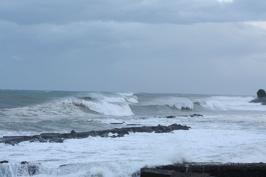 sea storm, cliff, country, riposto, sicily, sea, waves, onda, rock, costa