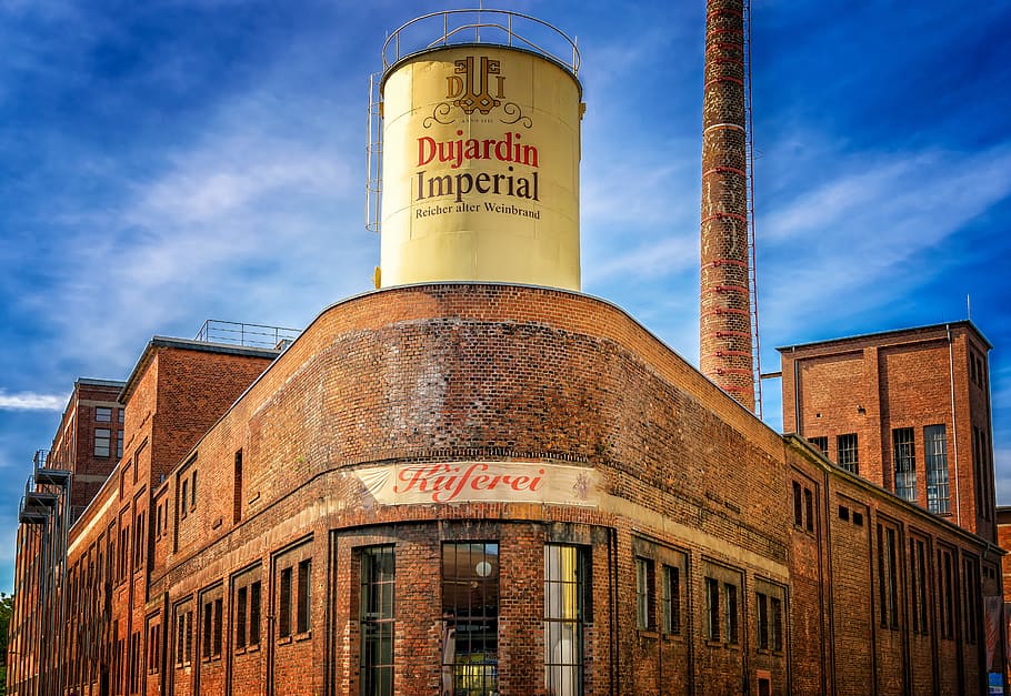 dujardin imperial structure, brandy, restaurant, krefeld, germany, factory, industry, culture, museum, alcohol