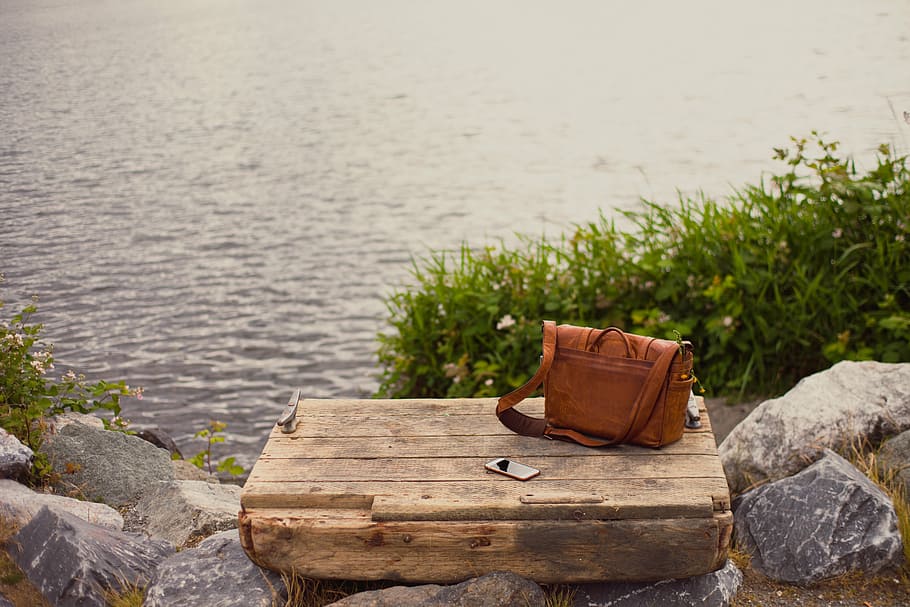 crossbody bag, brown, crates, body, water, bag, leather, wooden, outdoor, mobile