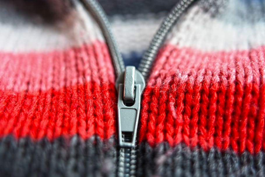 red, black, zip-up, top, zipper, fastener, zippered, unzip, cardigan, woolen