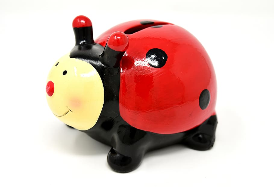 ladybug, piggy bank, save, cute, figures, funny, lucky charm, finance, euro, economical