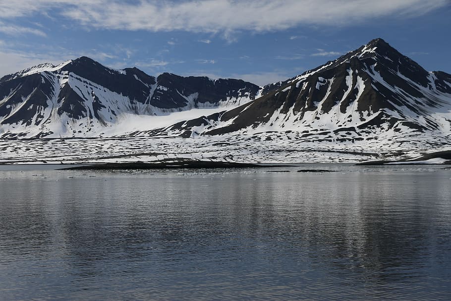 svalbard, landscape, arctic, spitsbergen, glacier, mountain, nature, lake, snow, scenics