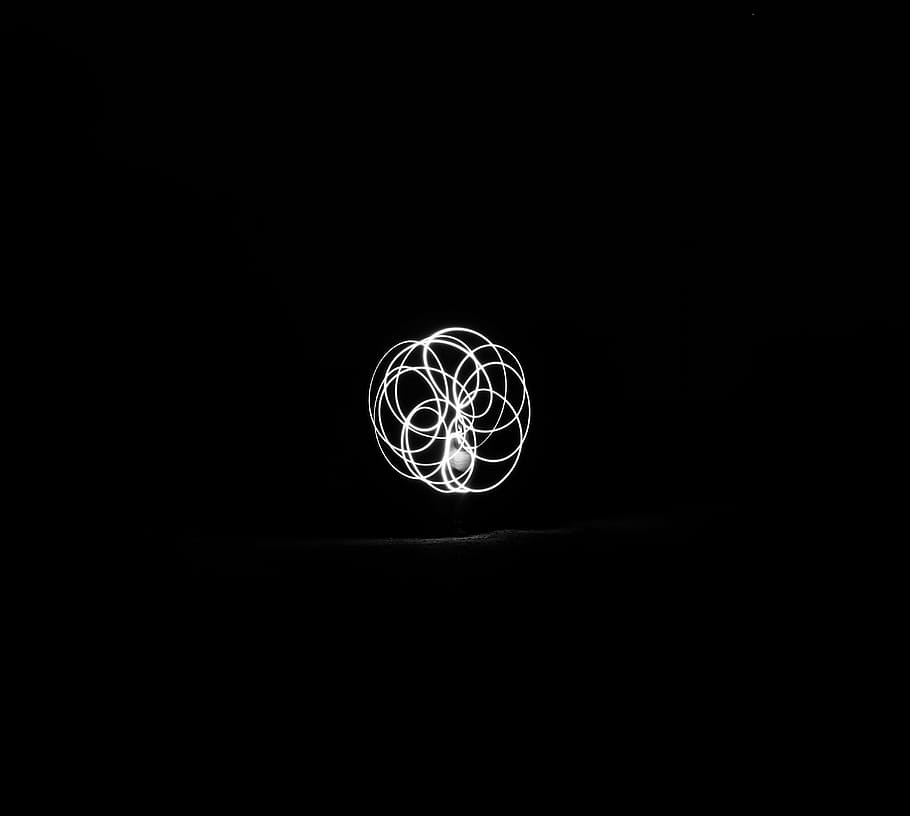 untitled, dark, night, black, white, lights, black and white, symbol, technology, sphere