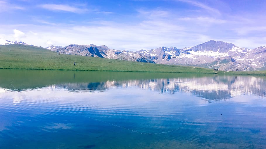 lake, mountain, good looking, fishing, nature, summer, water, happiness, reflection, scenics - nature