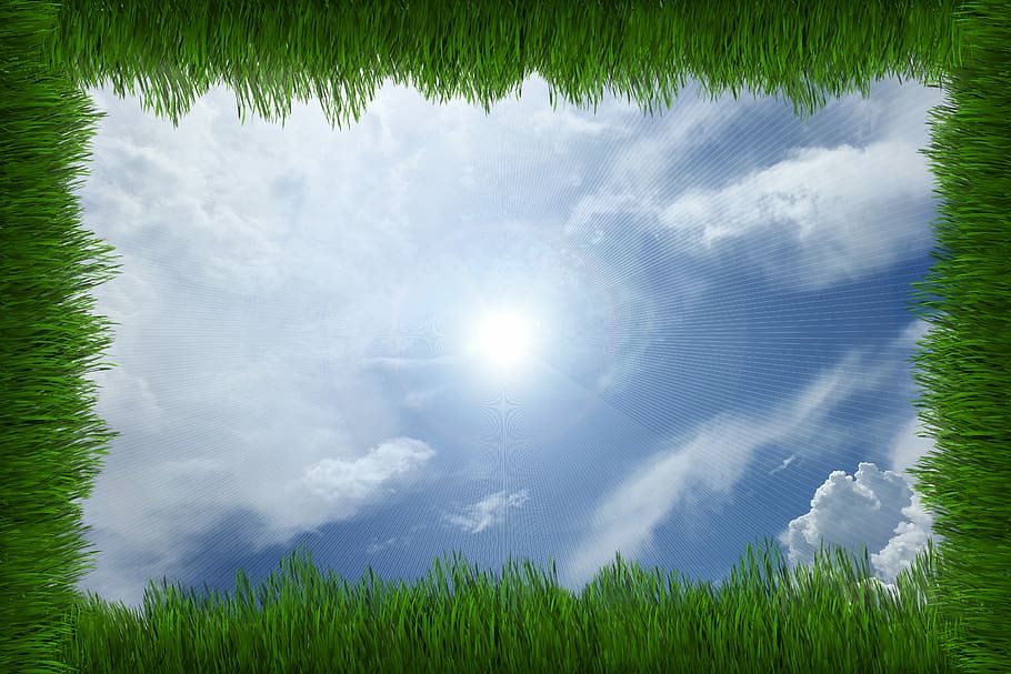 sun, surrounded, clouds, easter, rays, grass, nature, meadow, summer, plant