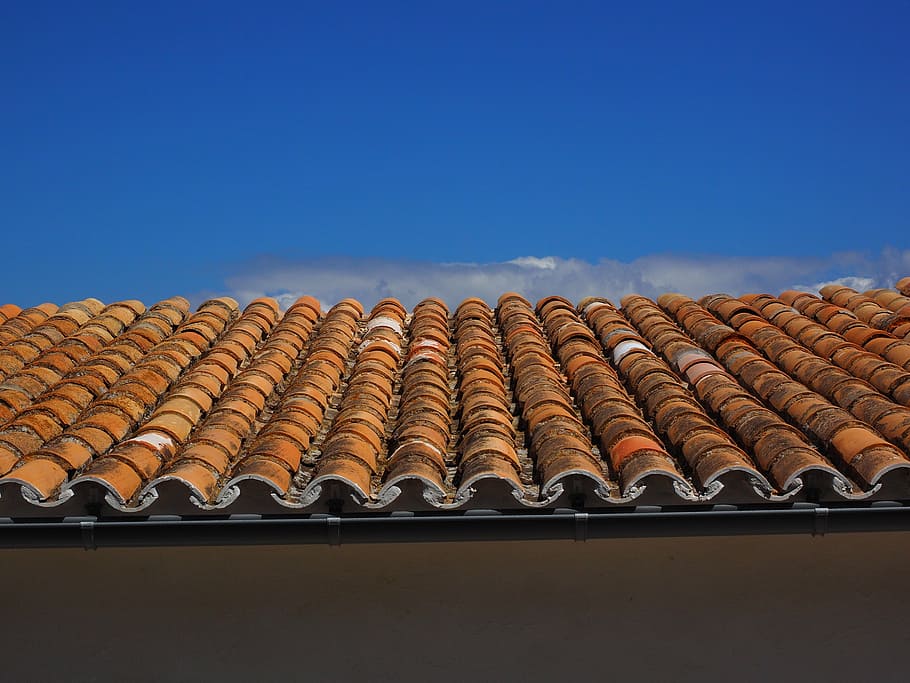 roof, roofing, flat roof, red, house roof, tile, mediterranean, architecture, roof tile, sky