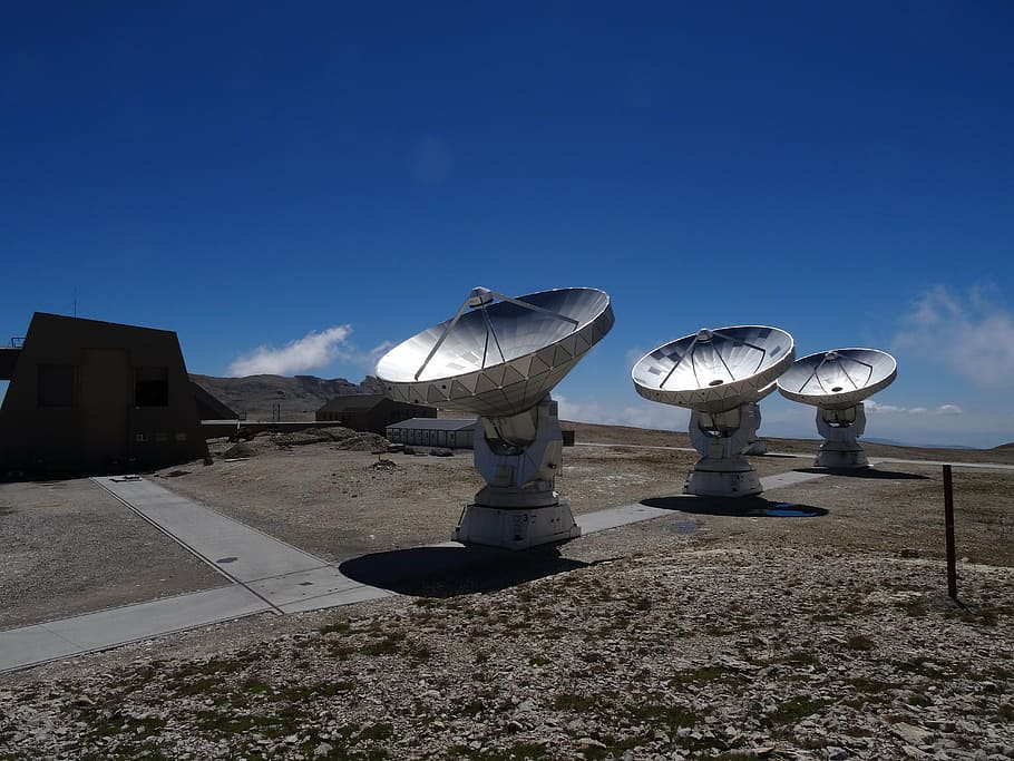 antennas, radio telescope, bure peak, sky, nature, technology, satellite, architecture, day, blue