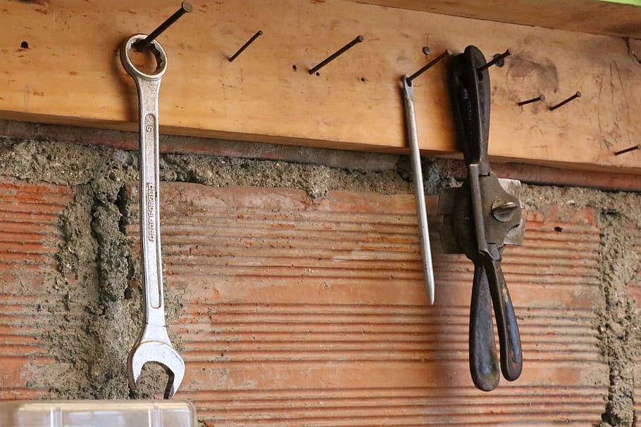 tool, key, workshop, work, maintenance, repair, iron, service, metal, wood - material