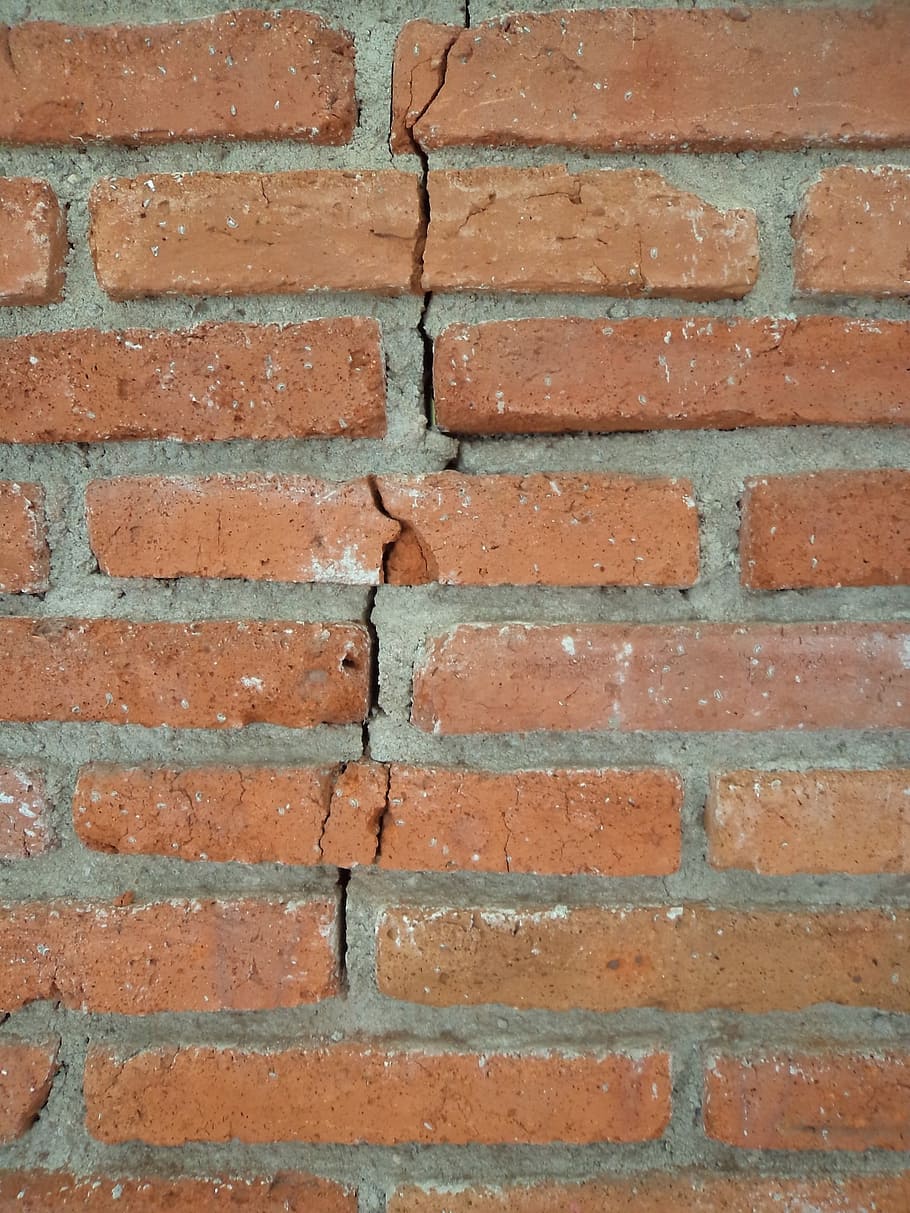 brown concrete brick, brick, crack, cut, construction, bricklayer ...