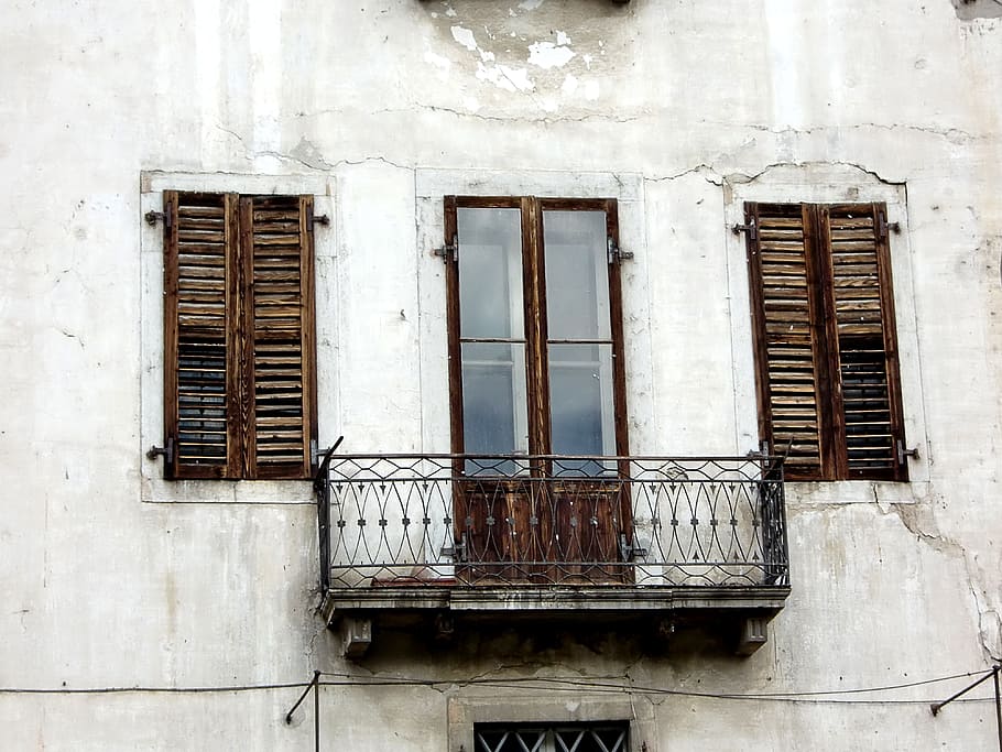 窓, 古い, 古い窓, ファサード, 歴史的に, 風化した, 木材, ガラス, 解体する, 建物