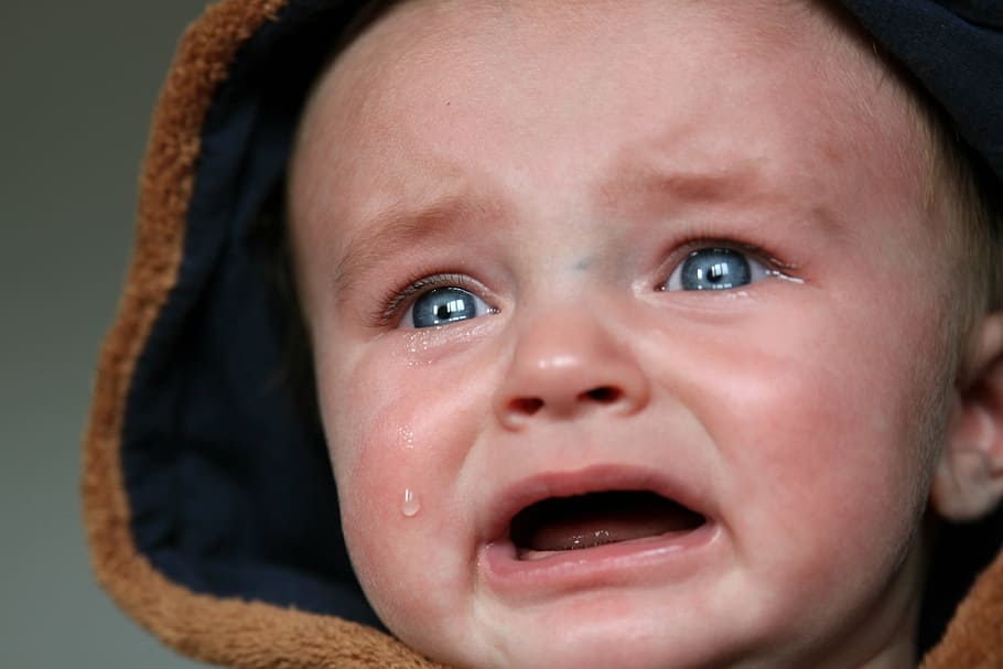 bebé llorando, bebé, lágrimas, niño pequeño, triste, llorar, gritar, emoción, expresión, cara