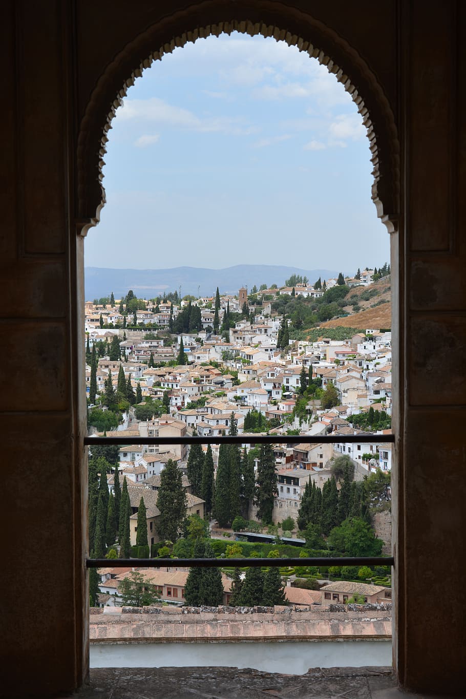 arch-style windowpane, granada, alhambra, generalife, spain, architecture, castle, moorish, world heritage, archway