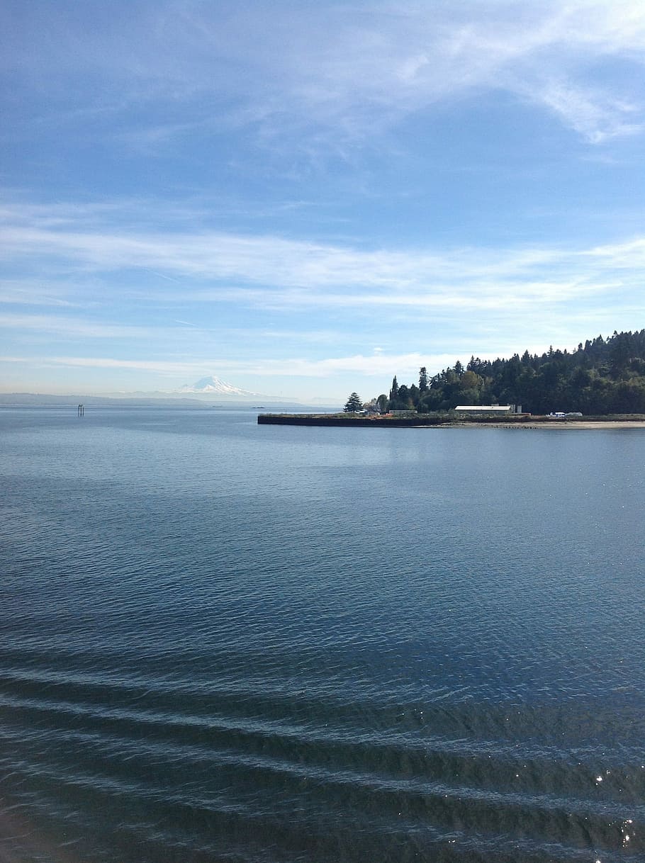 Water, Puget Sound, Ferry, Ripple, Lake, ocean, sea, wave, seascape, sky