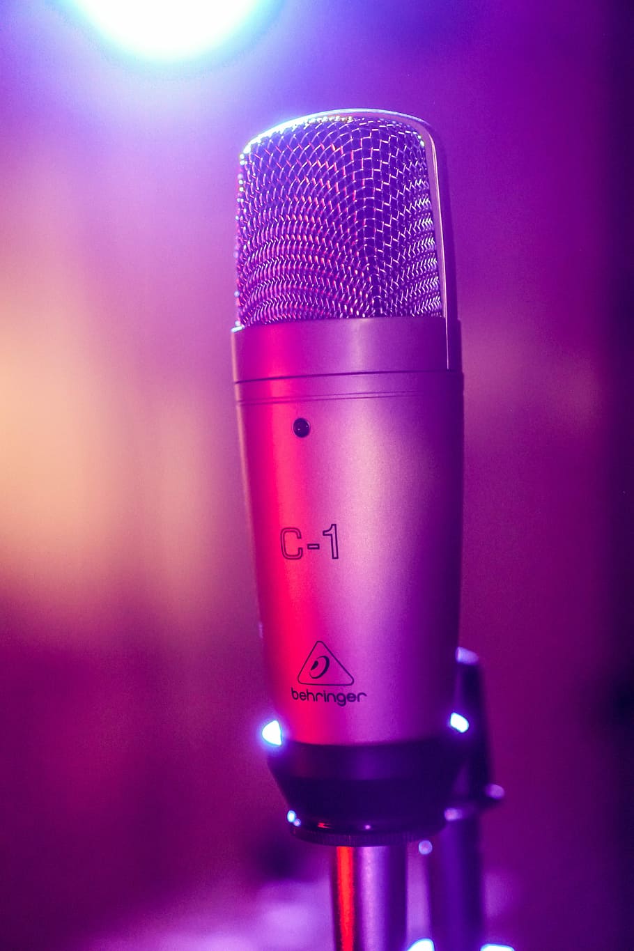 gray, condenser microphone, stand, microphone, karaoke, music, voice, pop, sound, singer
