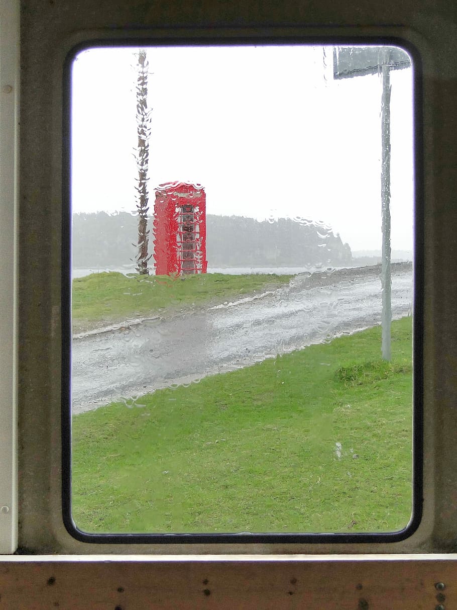 Phone, Call, Contact, England, rain, old, networking, phone booth, communication, network
