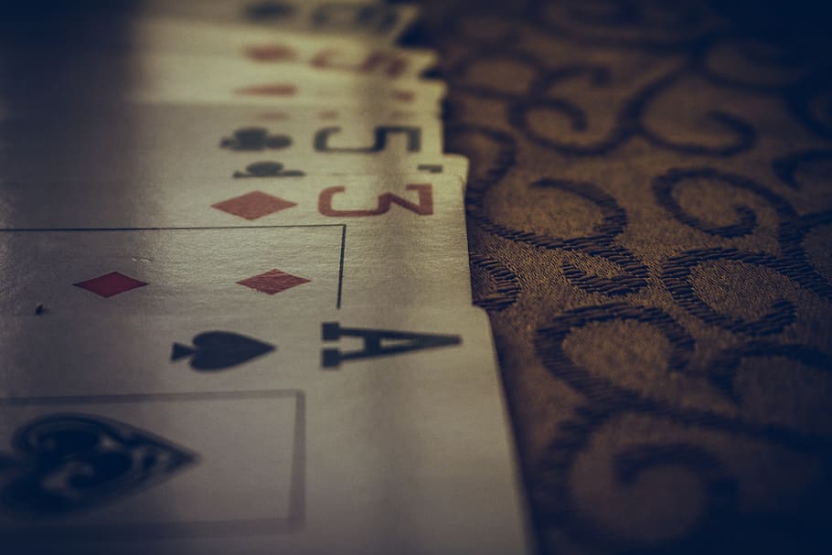 cartões, pôquer, espaço, jogo, ás, apostas, sorte, dentro de casa, foco seletivo, jogos de lazer