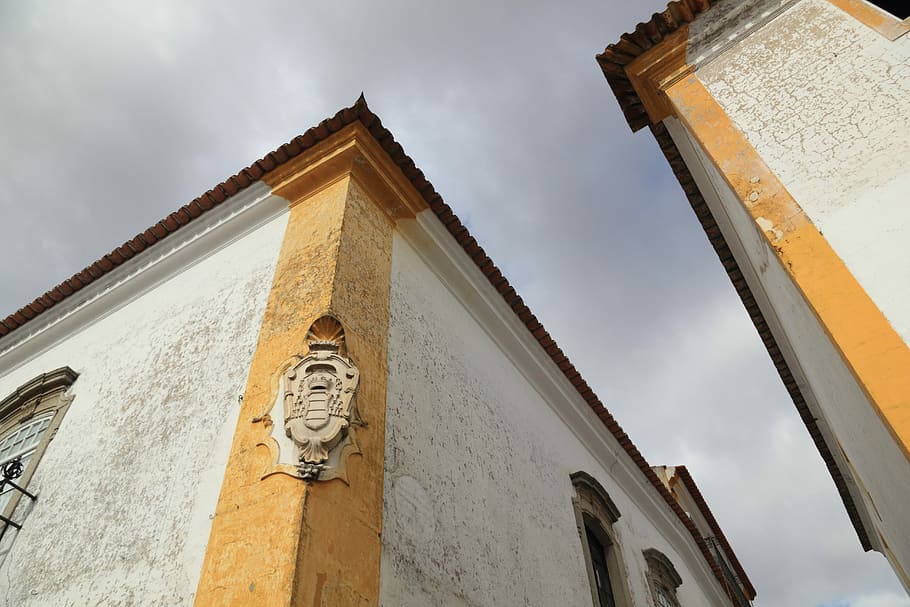 Portugal, Evora, Street, Corner, street, corner, low angle view, architecture, built structure, building exterior, sky