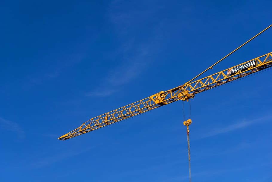 Crane, Load, baukran, load crane, situs, pekerjaan konstruksi, crane konstruksi, langit, biru, konstruksi