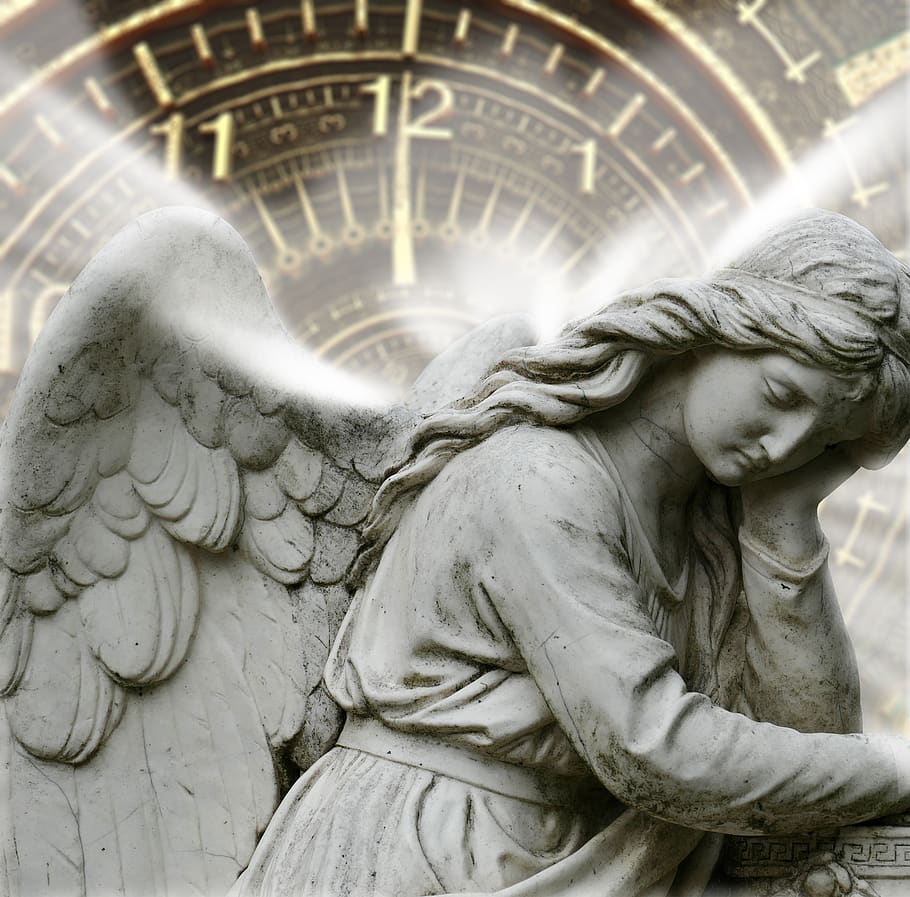 time, angel, passing over, death, reincarnation, mysterious, fantasy, sculpture, statue, art and craft