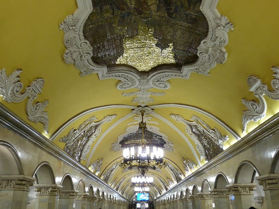 rússia, moscovo, capital, historicamente, arquitetura, metrô, metro, trem, estação ferroviária, tráfego