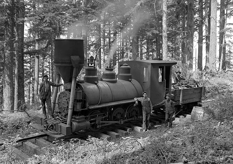 グレースケール写真, 人々, 立っている, 外, 電車, 蒸気機関車, 機関車, レトロ, 昔, 20世紀