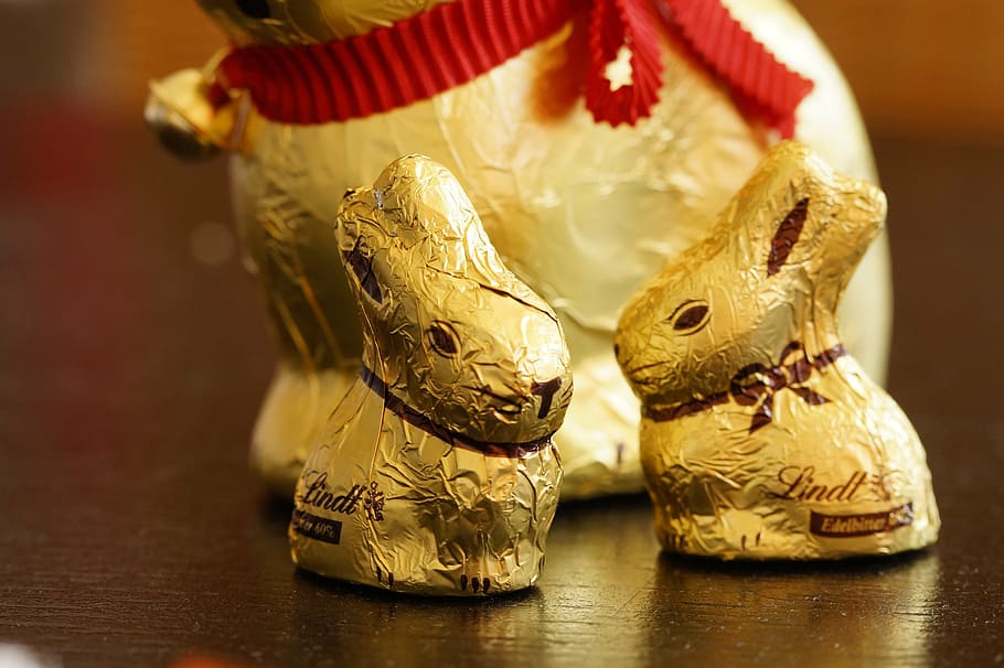 easter bunny, rabbit, gold foil, golden, gold, easter, spring, animal, easter decoration, figure