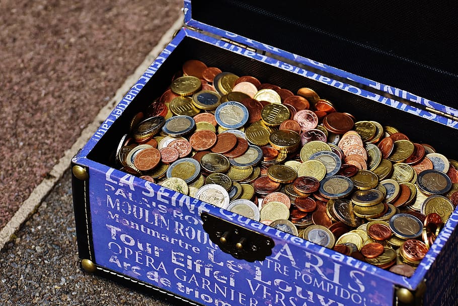 box, chest, money, coins, holidays checkout, currency, collect, treasure chest, casket, open