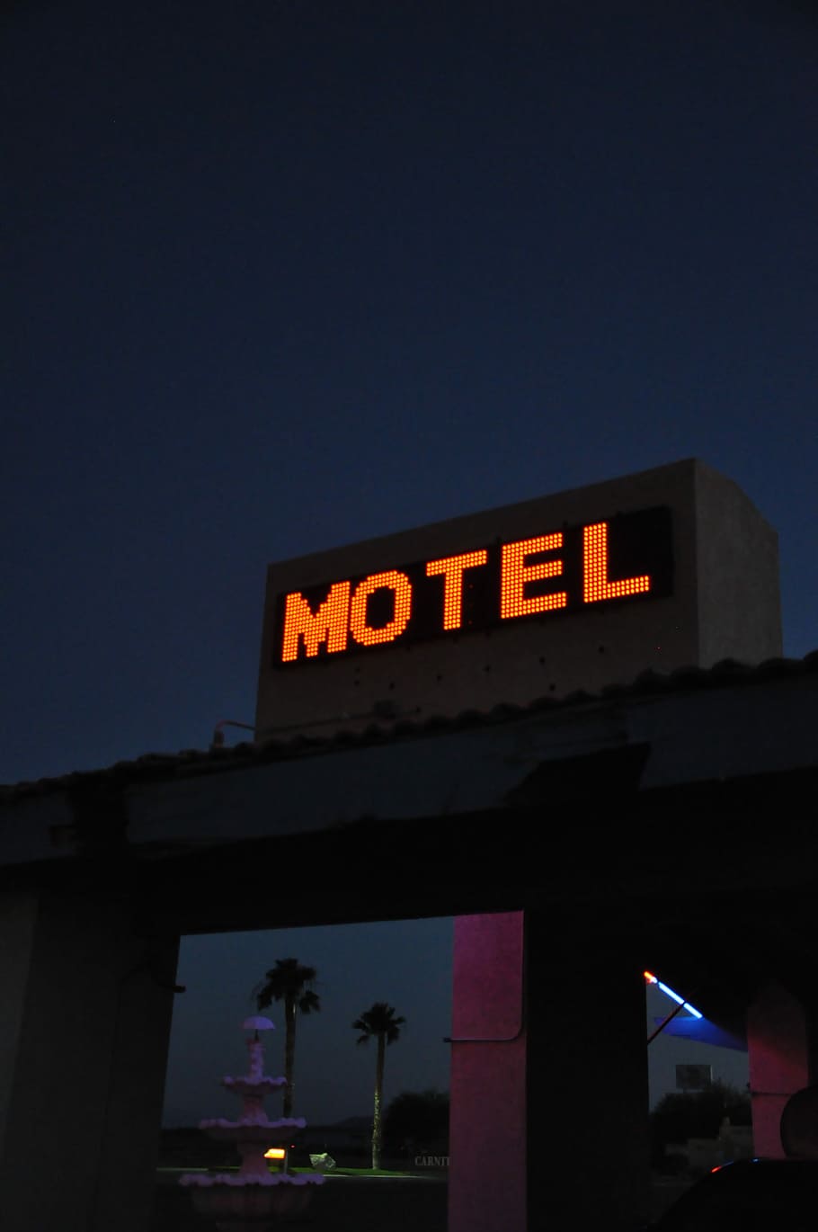 Motel, noche, neón, Nevada, hotel, dormir, luz, iluminado, comunicación, arquitectura