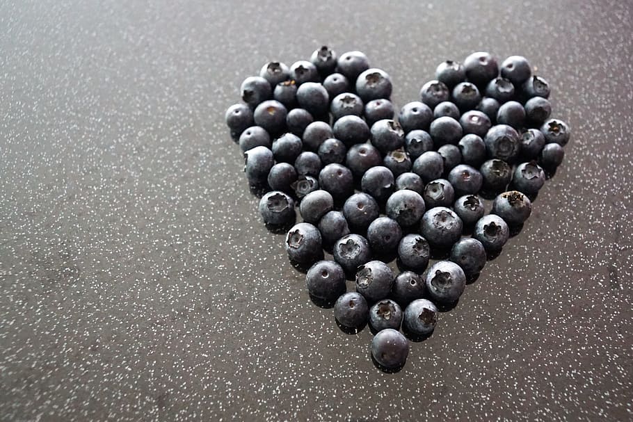 heart-shaped blueberry art, Heart, Love, Blueberries, valentine's day, together, romance, greeting card, course, blue