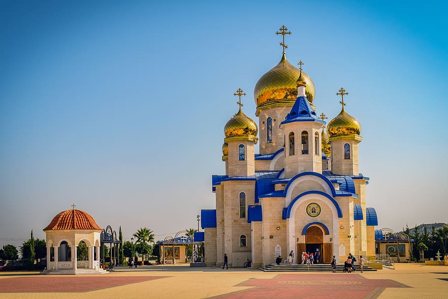 bispo de tamassos, igreja russa, cúpula, dourado, arquitetura, religião, ortodoxo, episkopeio, chipre, cristianismo