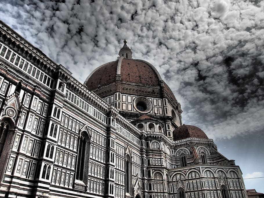 landmark illustration, church, dom, cathedral, building, architecture, florence, sky, italy, building exterior