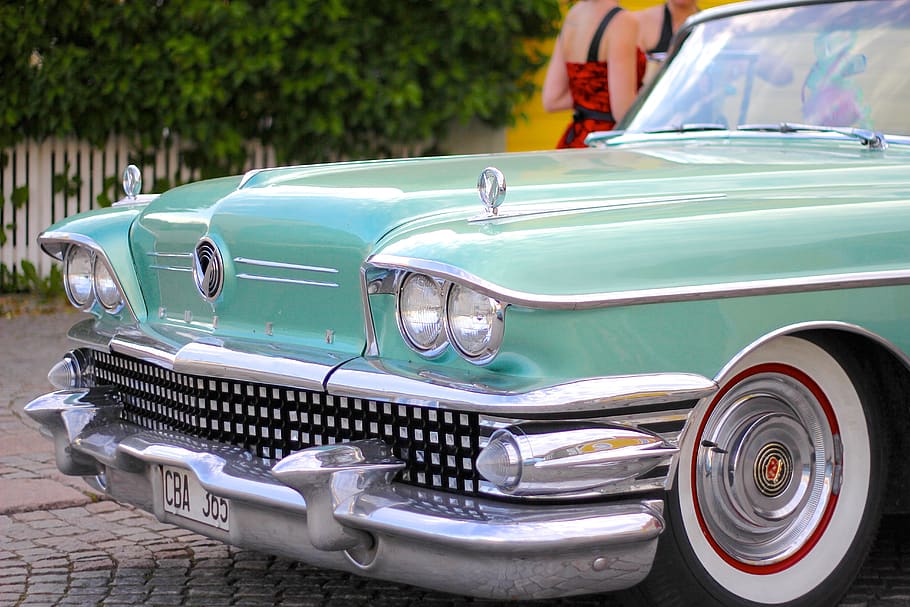 mobil, Amerika, 50-an, 60-an, kendaraan, angkutan, Vintage, klasik, mobil di jalan, khrom