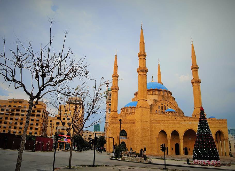 ouro, azul, mesquita, mesquita mohammad amin, líbano, islâmico, arquitetura, muçulmano, histórico, adoração