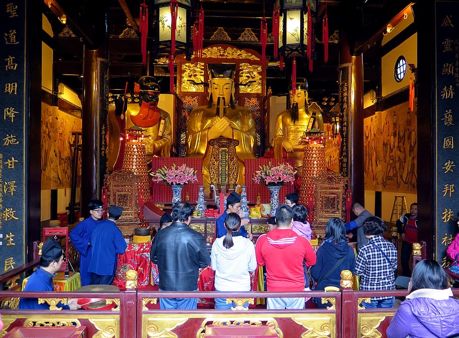 temple, shanghai, china, yu yuan garden, city ​​god temple, historic center, prayer, zerimonie, asia, yu yuan