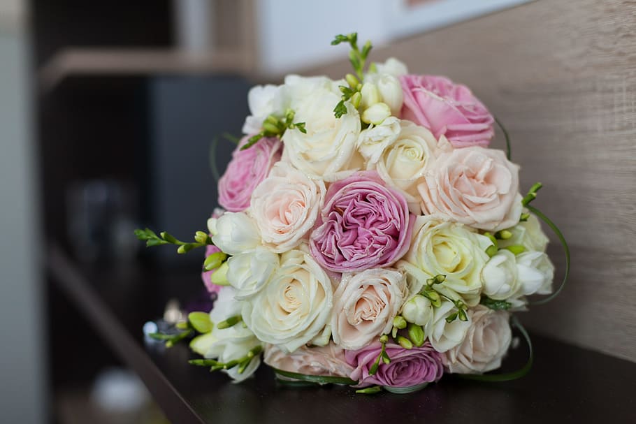 white, pink, rose, pink rose, wedding, bouquet, marriage, bride, bridal, love