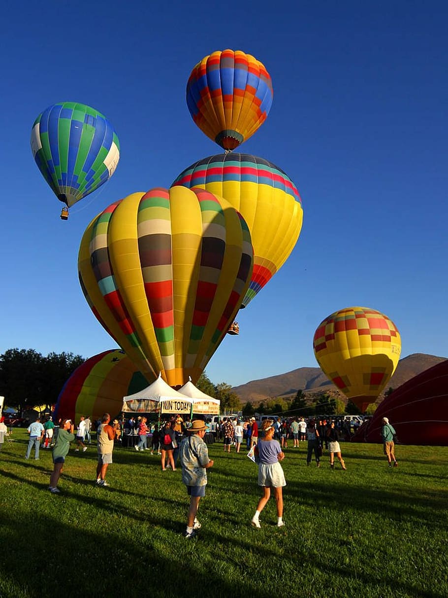 ballons, hot air balloon, air sports, flying, colorful, competition, rise, take off, start, balloon