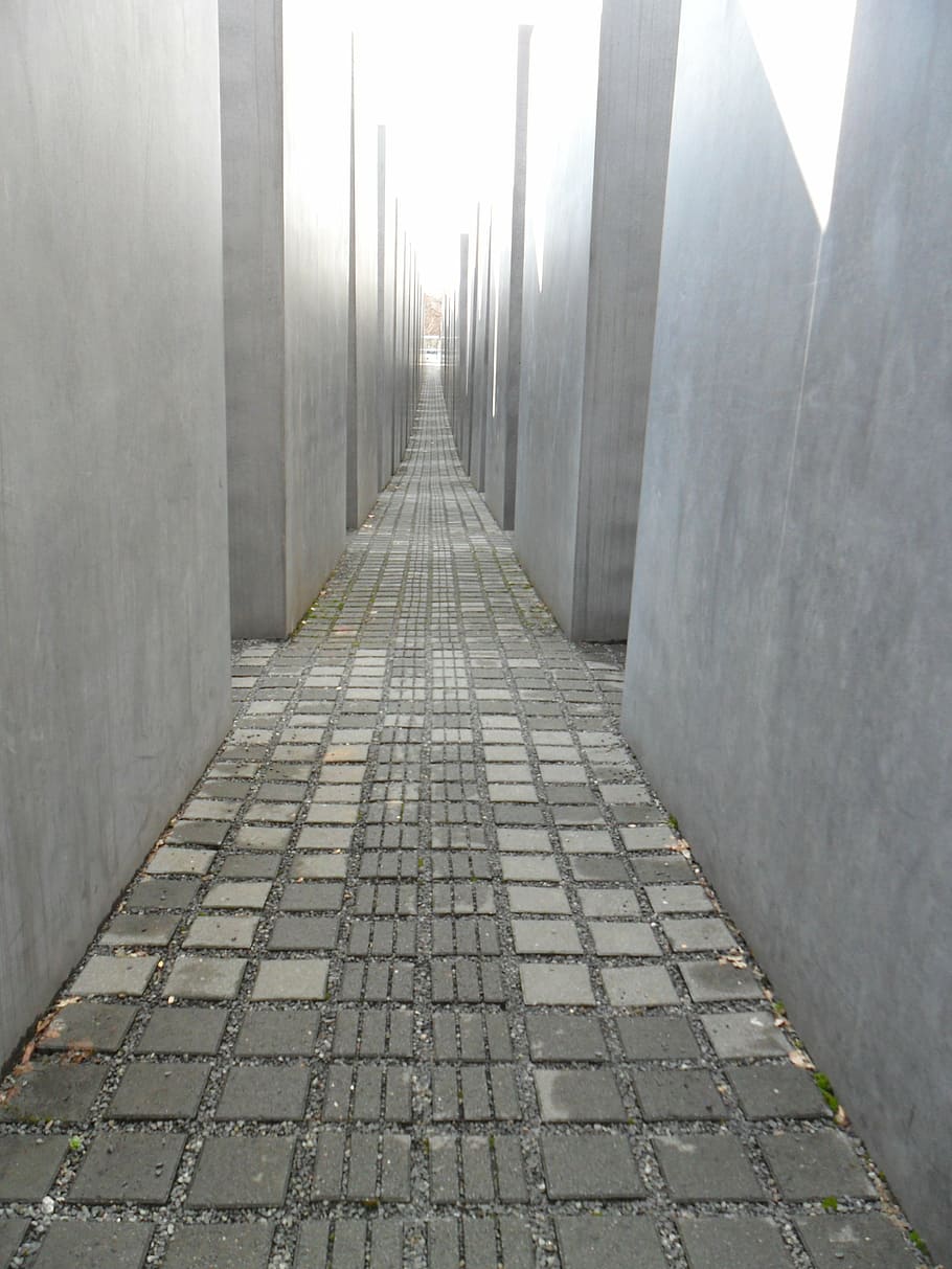 berlin, monument, memorial, holocaust, stelae, direction, the way forward, architecture, fog, built structure