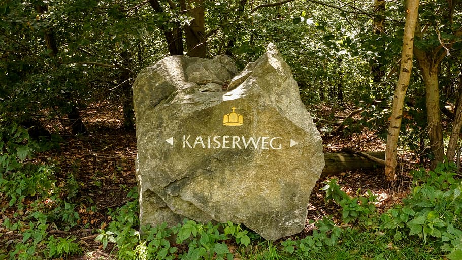 waymark, stone, direction, route, waymarking, kaiserweg, kaiser way, long-distance trail, emporer, harz