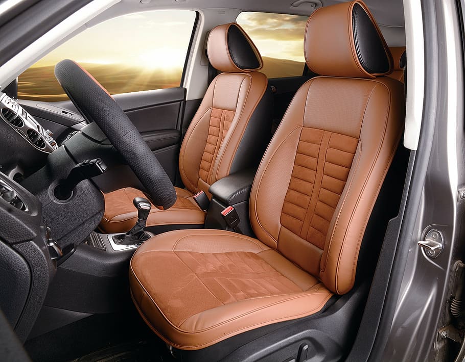 Brown Black Leather Vehicle Interior Seat Cushion Auto