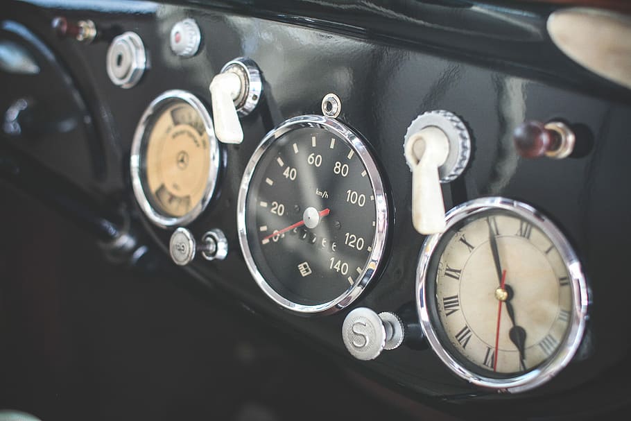 oldtimer dashboard, Oldtimer, Dashboard, car, old, speedometer, transportation, speed, vehicle Interior, gauge