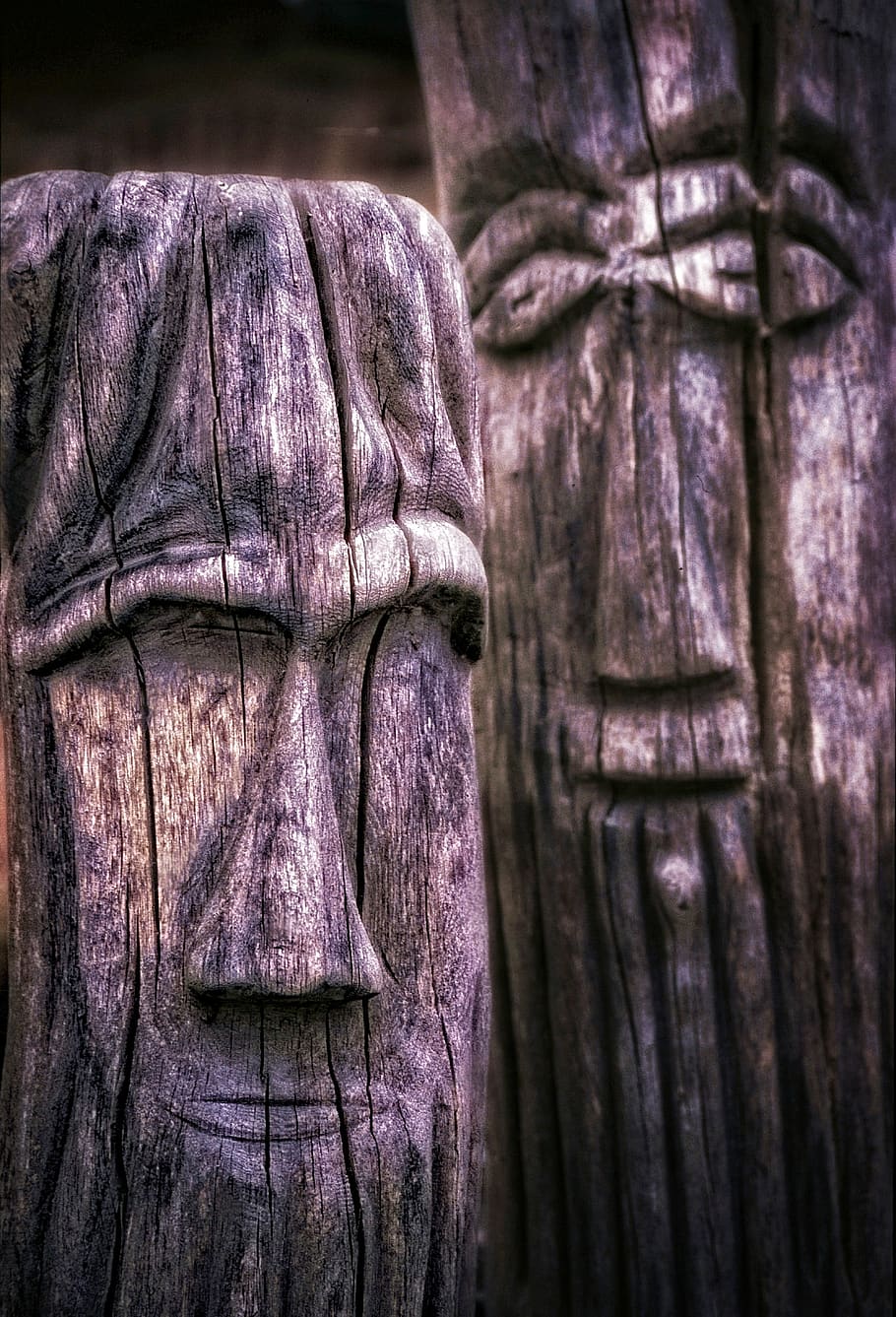slavic gods, culture, museum, archaeological, carving, wood, tribe, faces, weird, old