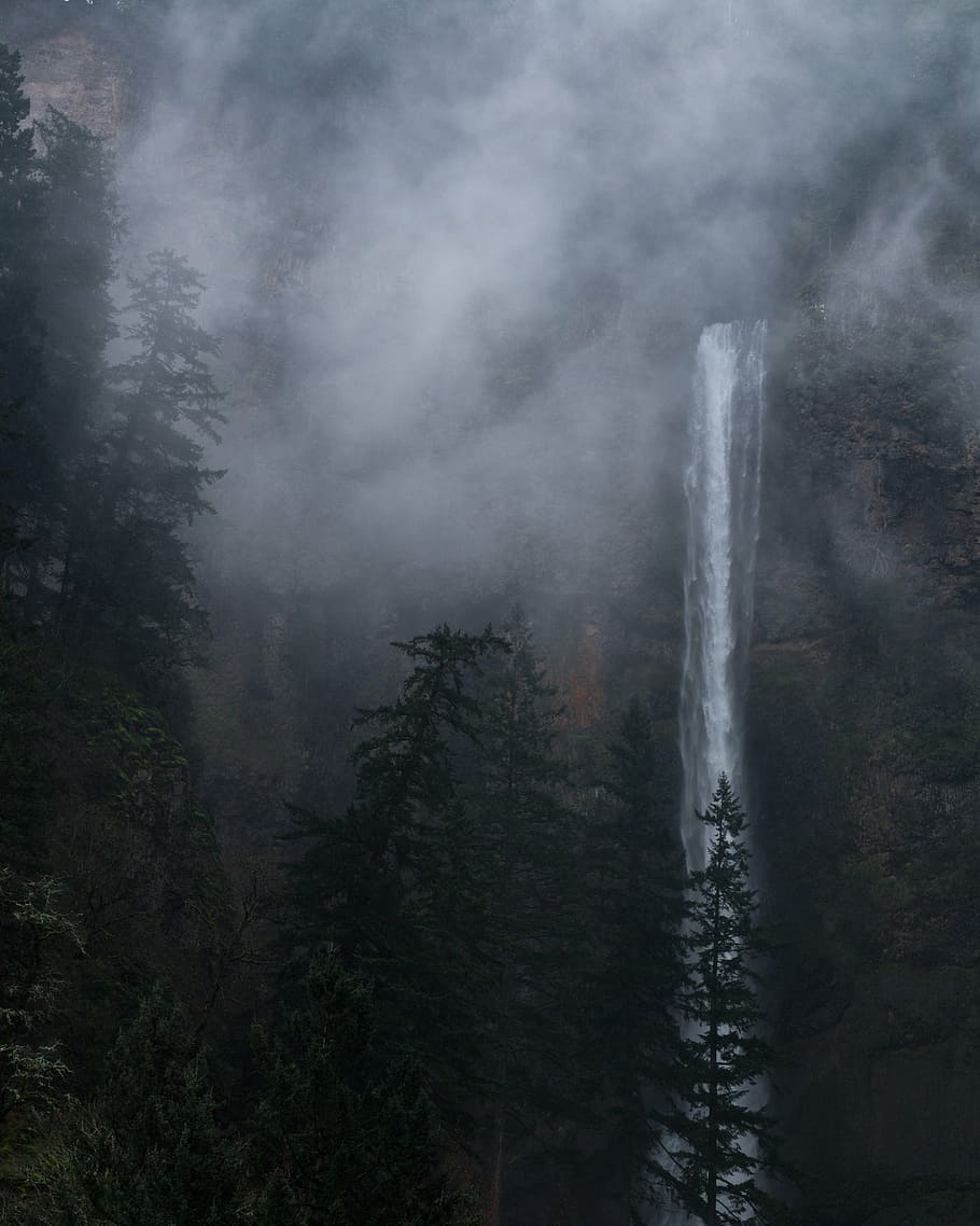 cachoeiras, verde, alto, árvores, natureza, água, altitude, florestas, montanhas, rochas