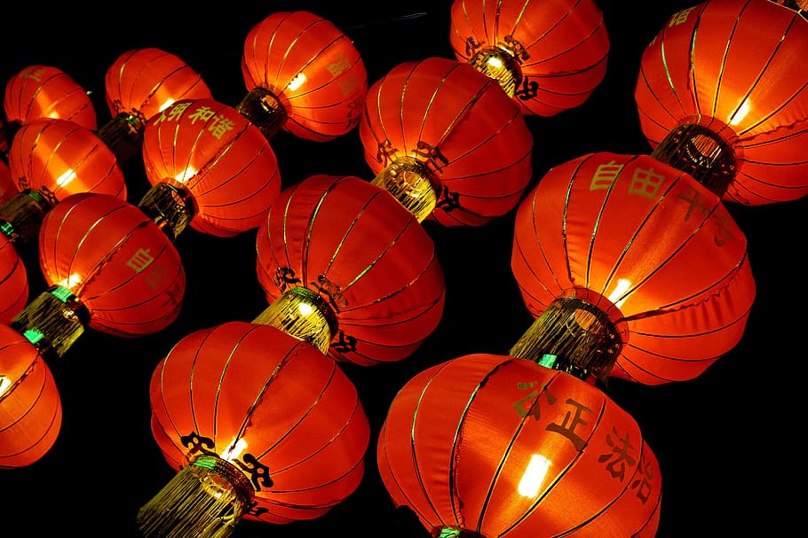 festival pertengahan musim gugur, lentera, merah, peralatan pencahayaan, dekorasi, lentera Cina, perayaan, tahun baru cina, festival lentera cina, acara
